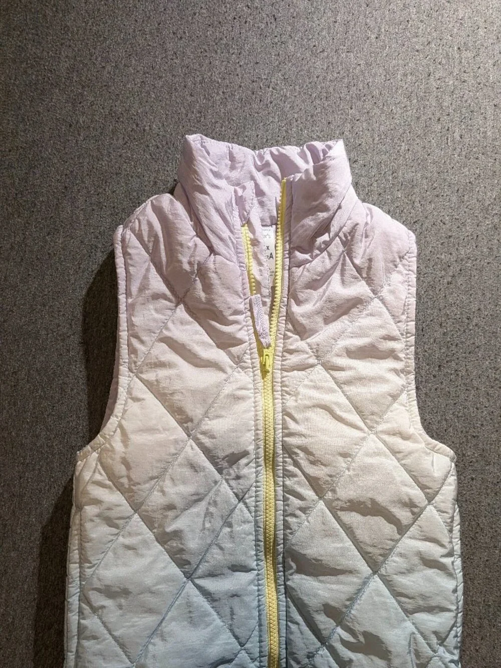 Carter's Girls 6/6X Reversible Puffer Vest Ombre Lavender Gray Quilted Zip